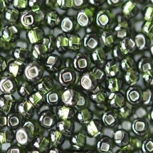 Бисер 57290 Чешский Preciosa 10/0, Бисер Preciosa 33129/57290, размер 10/0, Прозрачный с серебряной полосой TSL, Зеленый, Круглый, (УТ100015637)