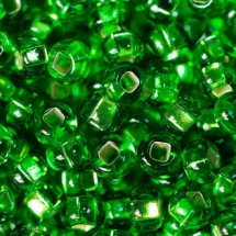 Бисер 57430 Чешский Preciosa 10/0, Бисер Preciosa 33129/57430, размер 10/0, Прозрачный с серебряной полосой TSL, Зеленый, Круглый, (УТ100015638)