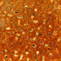 Бисер 87069 Чешский Preciosa 10/0, Бисер Preciosa 33129/87069, размер 10/0, Прозрачный с серебряной полосой TSL, Оранжевый, Круглый, (УТ100015642)