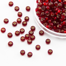 Бісер 97090 Чеський Preciosa 10/0, бісер Preciosa 33129/97090, розмір 10/0, Прозорий зі срібною смугою TSL, Червоний, Круглий, (УТ100015644)