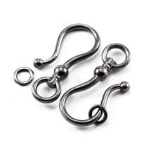 Застежка Крючок с Кольцом, Металл, Цвет: Черный, Размер: 38x16x8мм, Кольцо: 8мм, Отверстие 5мм, (УТ100015730)