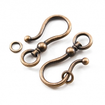 Застежка Крючок с Кольцом, Металл, Цвет: Медь, Размер: 38x16x8мм, Кольцо: 8мм, Отверстие 5мм, (УТ100015731)