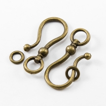 Застежка Крючок с Кольцом, Металл, Цвет: Бронза, Размер: 38x16x8мм, Кольцо: 8мм, Отверстие 5мм, (УТ100015732)