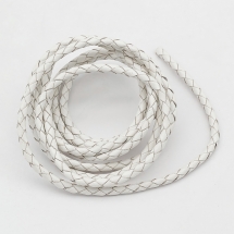 Шнур Натуральная Кожа, Плетеный, Цвет: Белый, Размер: 3мм, (УТ100015820)