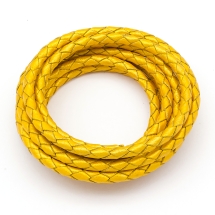 Шнур Натуральная Кожа, Плетеный, Цвет: Золотистый, Размер: 3мм, (УТ100015821)
