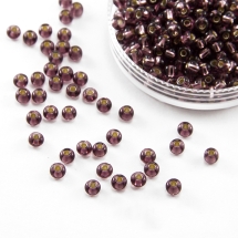 Бисер 27010 Чешский Preciosa 6/0, Прозрачный с серебряной полосой TSL, Фиолетовый, Круглый, (УТ100015888)