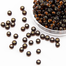 Бисер 17140 Чешский Preciosa 6/0, Прозрачный с серебряной полосой TSL, Коричневый, Круглый, (УТ100015926)