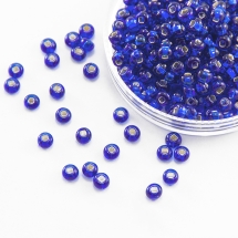 Бісер 37050 Чеський Preciosa 6/0, Прозорий зі срібною смугою TSL, Синій, Круглий, (УТ100015927)