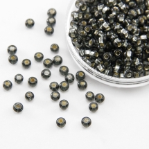 Бисер 47010 Чешский Preciosa 6/0, Прозрачный с серебряной полосой TSL, Черный, Круглый, (УТ100015928)