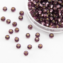 Бисер 27060 Чешский Preciosa 6/0, Прозрачный с серебряной полосой TSL, Фиолетовый, Круглый, (УТ100015929)