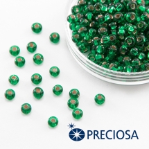 Бісер 57100 Чеський Preciosa 6/0, Прозорий зі срібною смугою TSL, Зелений, Круглий, (УТ100015930)