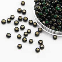 Бисер 57150 Чешский Preciosa 6/0, Прозрачный с серебряной полосой TSL, Зеленый, Круглый, (УТ100015931)