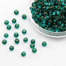 Бисер 57710 Чешский Preciosa 6/0, Прозрачный с серебряной полосой TSL, Зеленый, Круглый, (УТ100015934)