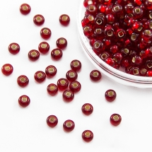 Бисер 97090 Чешский Preciosa 6/0, Прозрачный с серебряной полосой TSL, Красный, Круглый, (УТ100015939)