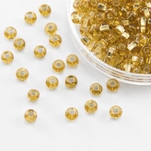 Бісер 17020 Чеський Preciosa 10/0, Прозорий зі срібною смугою TSL, Золотий, Круглий, (УТ100015950)