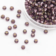 Бісер 27010 Чеський Preciosa 10/0, Прозорий зі срібною смугою TSL, Фіолетовий, Круглий, (УТ100015951)