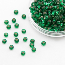 Бисер 57100 Чешский Preciosa 10/0, Прозрачный с серебряной полосой TSL, Зеленый, Круглый, (УТ100015958)