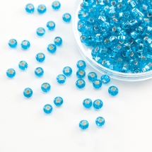 Бисер 67000 Чешский Preciosa 10/0, Прозрачный с серебряной полосой TSL, Голубой, Круглый, (УТ100015960)