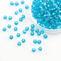 Бисер 67010 Чешский Preciosa 10/0, Прозрачный с серебряной полосой TSL, Синий, Круглый, (УТ100015961)