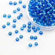 Бісер 67030 Чеський Preciosa 10/0, Прозорий зі срібною смугою TSL, Синій, Круглий, (УТ100015962)