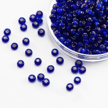 Бисер 67100 Чешский Preciosa 10/0, Прозрачный с серебряной полосой TSL, Синий, Круглый, (УТ100015963)