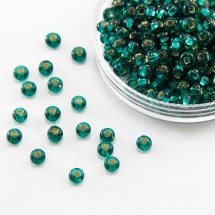 Бисер 57710 Чешский Preciosa 10/0, Прозрачный с серебряной полосой TSL, Зеленый, Круглый, (УТ100015966)