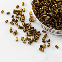 Бисер Стеклярус 35122/17140/1 Чешский Preciosa, Прозрачный с серебряной полосой TSL, Коричневый, (УТ100015985)