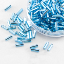 Бисер Стеклярус 35122/67010/3" Чешский Preciosa, Прозрачный с серебряной полосой TSL, Синий, (УТ100015992)