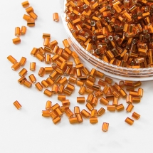 Бисер Стеклярус 35122/97000/1 Чешский Preciosa, Прозрачный с серебряной полосой TSL, Оранжевый, (УТ100015999)