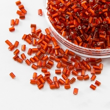 Бисер Стеклярус 35122/97050/1 Чешский Preciosa, Прозрачный с серебряной полосой TSL, Оранжевый, (УТ100016001)