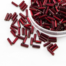 Бисер Стеклярус 35122/97120/3" Чешский Preciosa, Прозрачный с серебряной полосой TSL, Красный, (УТ100016002)