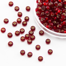 Бісер 97120 Чеський Preciosa 10/0, Прозорий зі срібною смугою TSL, Червоний, Круглий, (УТ100016077)