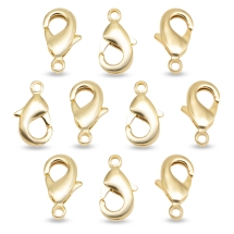 Застежка Карабин-Лобстер, Эко Латунь, Цвет: Золото, Размер: 12х7х3мм, Отверстие 1мм, (УТ100016090)