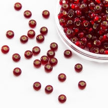 Бісер 97070 Чеський Preciosa 10/0, Прозорий зі срібною смугою TSL, Червоний, Круглий, (УТ100016221)