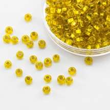Бисер 87010 Чешский Preciosa 10/0, Прозрачный с серебряной полосой TSL, Желтый, Круглый, (УТ100016223)