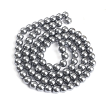 Жемчуг Бусины Стеклянные Глянцевые Круглые, Серый, 10мм, Отверстие 1мм, около 75шт/75см/нить, (БА000000450)