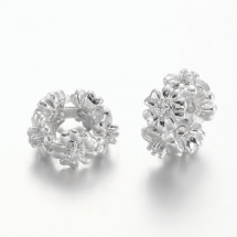 Шарми Євронамистини з Еко Латуні з фіанітами, Квітка, Колір: Платина, Розмір: 11.5x6мм, Отвір 5мм, (УТ100016282)