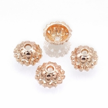 Шапочки для Бусин, Сплав, Квітка, Колір: Рожеве Золото, Розмір: 8х3.5мм, Внутрішній Діаметр 6мм, Отвір 1мм, (УТ100016425)