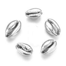 Намистини Морські Мушлі Каурі, з Гальванічним Покриттям, Колір: Платина, Розмір 15~20x10~12x5~6мм, Отвір 12~14x2~3мм, (УТ100016434)