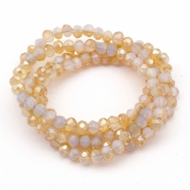 Бусины Стекло Опал Имитация, Гальваника Полупокрытие, Граненые, Рондель, Золотистый, 4х3мм, Отв 0.4мм, около 140шт/42см/нить (УТ100016439)