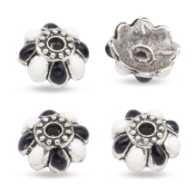Шапочки для Бусин з Металу і емалі, Квітка, Колір: Чорний, Розмір: 9х4мм, Отвір 2мм, (УТ100016538)