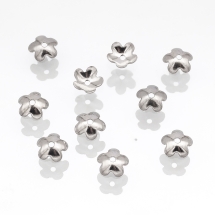 Шапочки для Бусин, Нержавіюча Сталь, Квітка, Колір: Сталь, Розмір: Діаметр 6мм, Товщина 2 мм, Отвір 1мм, (УТ100016546)