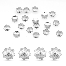 Шапочки для Бусин, Нержавеющая Сталь, Цветок, Цвет: Сталь, Размер: Диаметр 7мм, Толщина 1.5мм, Отверстие 1мм, (УТ100016548)