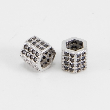 Шарми Євронамистини, Латунь з Фіанітами Класу ААА, Шестикутник, Покриття Платиною, Розмір: 8x8мм, Отвір 5мм, (УТ100016557)