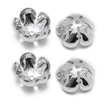 Шапочки для Бусин, Латунь, Стійке Покриття платини, Квітка, Розмір: 13.5х6мм, Отвір 1мм, (УТ100016570)