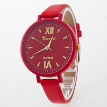 Часы Женские Кварцевые, Ремешок Кожзам, Застежка Нержавеющая Сталь, Цвет: Красный, Размер: 38х7х220мм, (УТ100016593)