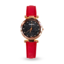 Годинники Жіночі зі Сплаву, Кварцові, Ремінець Кожзам, Червоний, 34мм, Довжина 218мм, (УТ100016614)