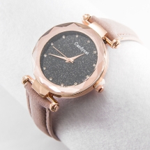 Годинники Жіночі з Металу, Кварцові, Ремінець Кожзам, Колір: пудровим, Діаметр 34мм, Довжина 218мм, 1шт (УТ100016615)