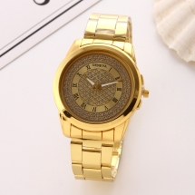 Годинники Жіночі зі Сплаву зі Стразами, Кварцові, Водостійкі, Колір: Золото, Діам 40мм, Довжина 241мм, (УТ100016619)