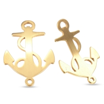 Коннектор Якорь, Нержавеющая Сталь, 2 Отверстия, Цвет: Золото, Размер: 29.5x19x1мм, Отверстие 1~3мм, (УТ100016708)